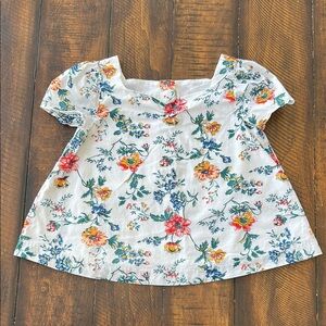 Janie and Jack Floral Blouse with Cap Sleeves